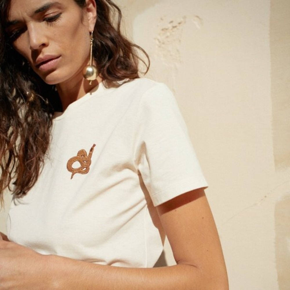 Nanushka T-Shirt w Snake Embroidery
